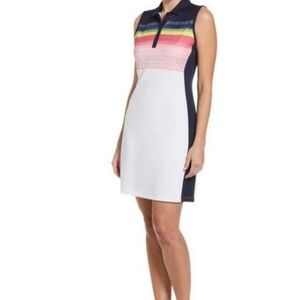Callaway Golf Dress Rainbow Graidient Print Color Block Sleeveless Polo Dress